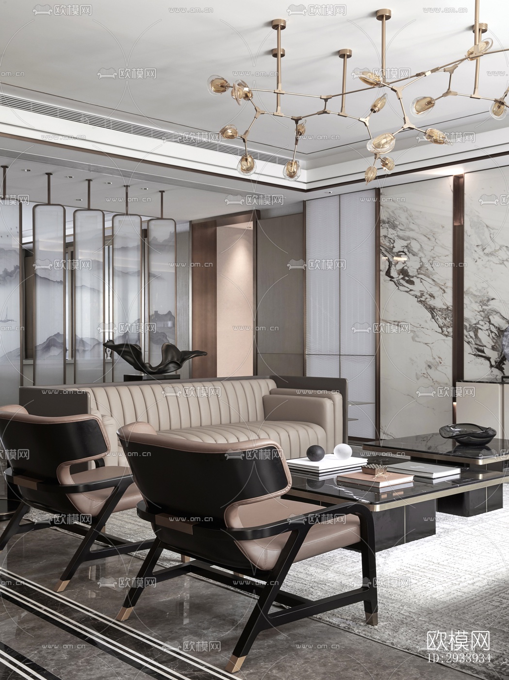 新中式别墅效果图下载（渲染图10）