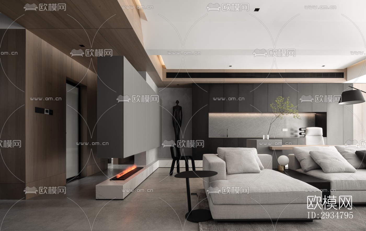 现代平层效果图下载（渲染图19）