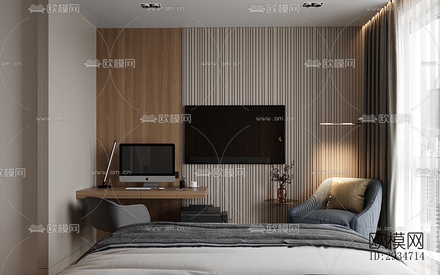 现代平层效果图下载（渲染图1）