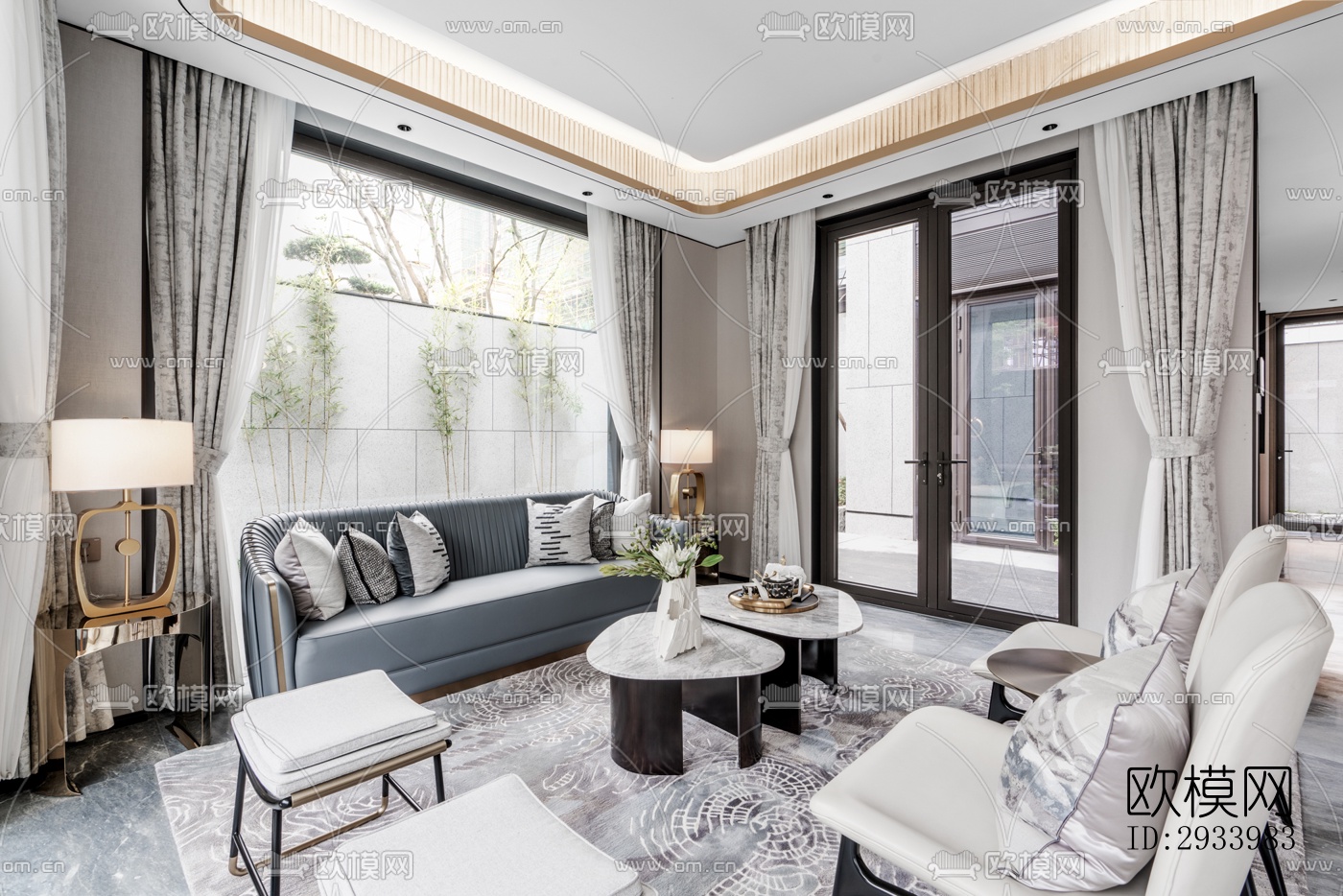 新中式别墅效果图下载（渲染图12）