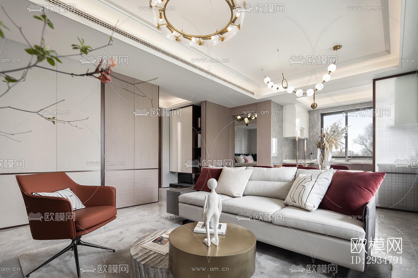 现代平层效果图下载（渲染图9）