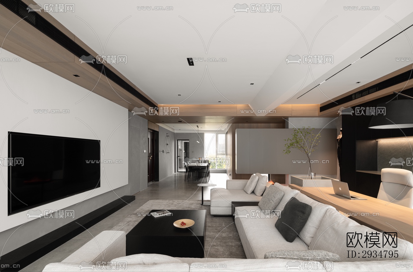 现代平层效果图下载（渲染图16）