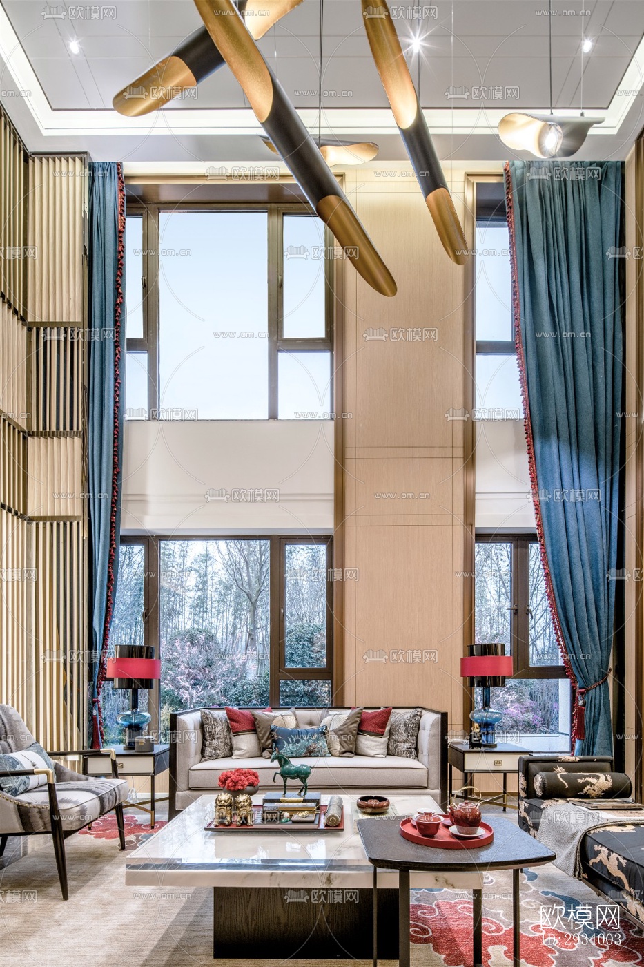 新中式别墅效果图下载（渲染图20）