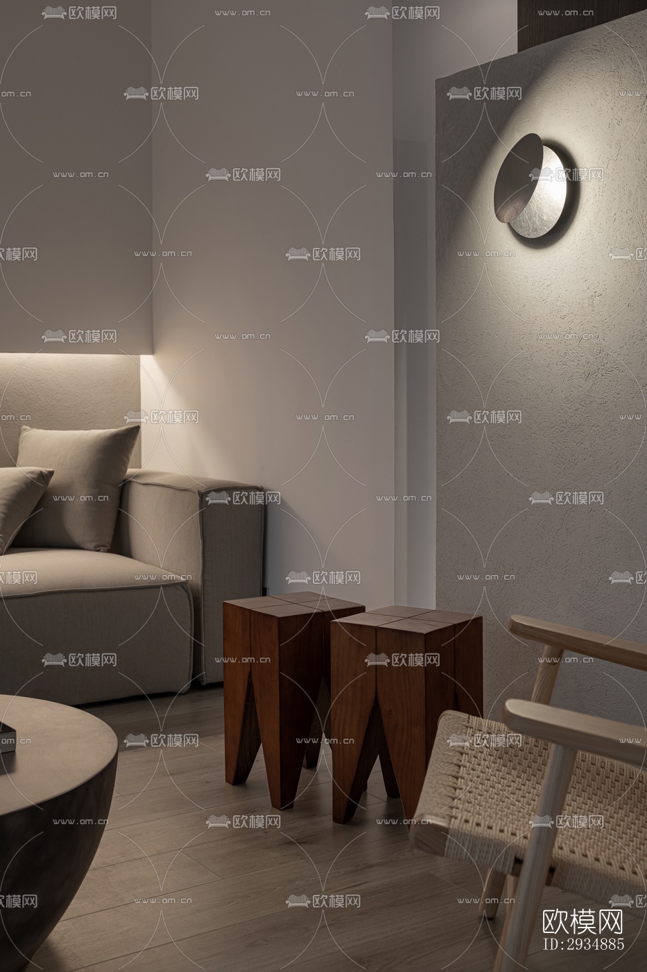 现代平层效果图下载（渲染图1）