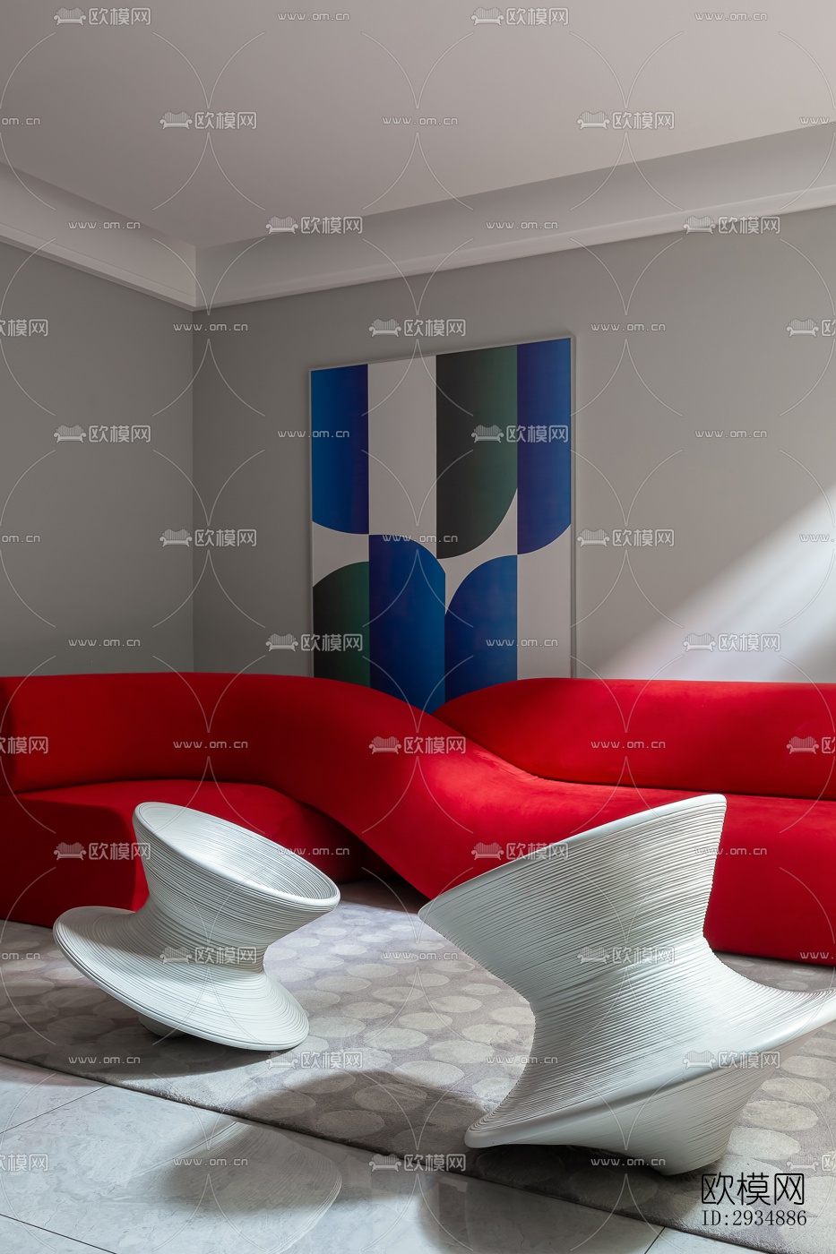 现代平层效果图下载（渲染图3）