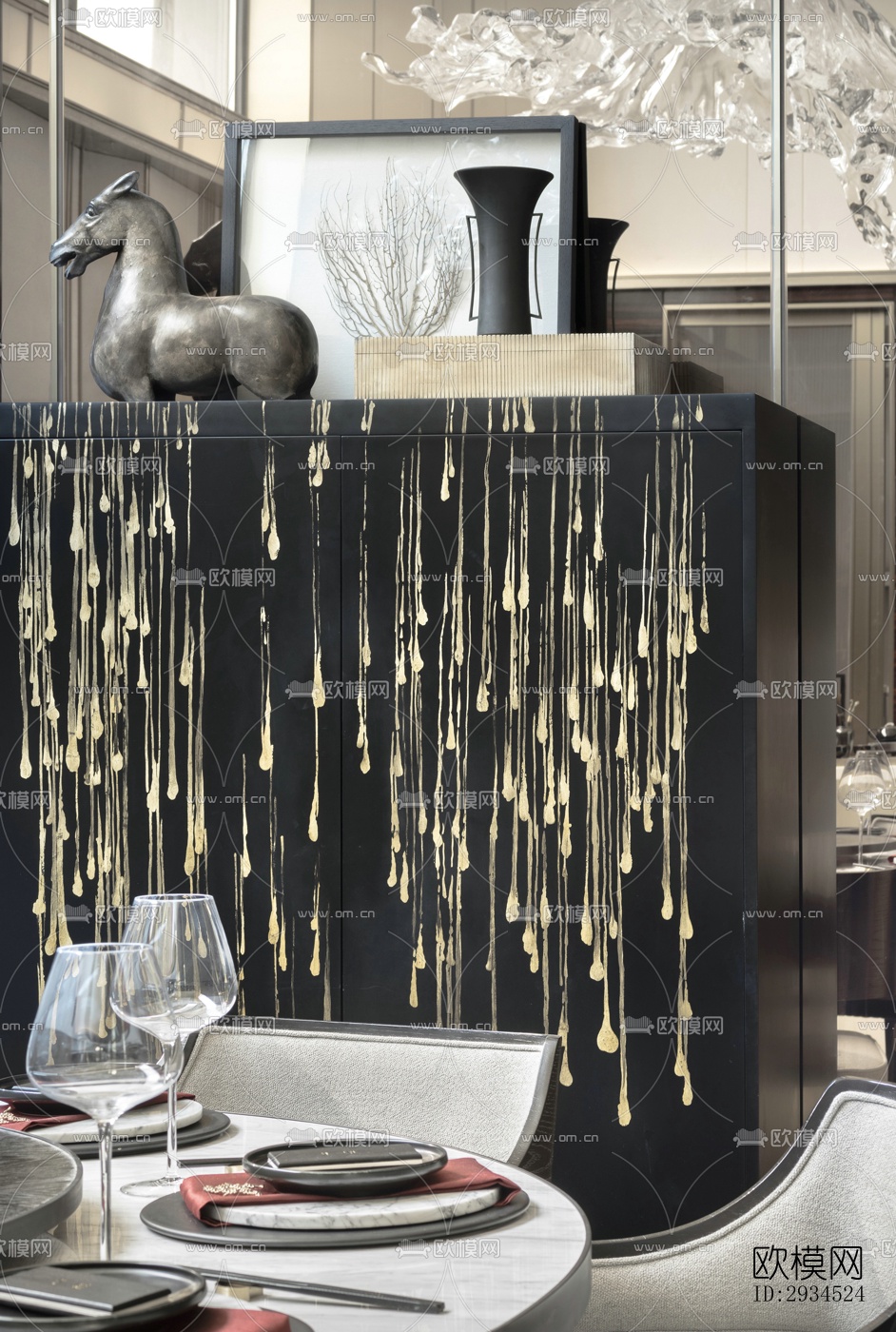 新中式平层效果图下载（渲染图2）