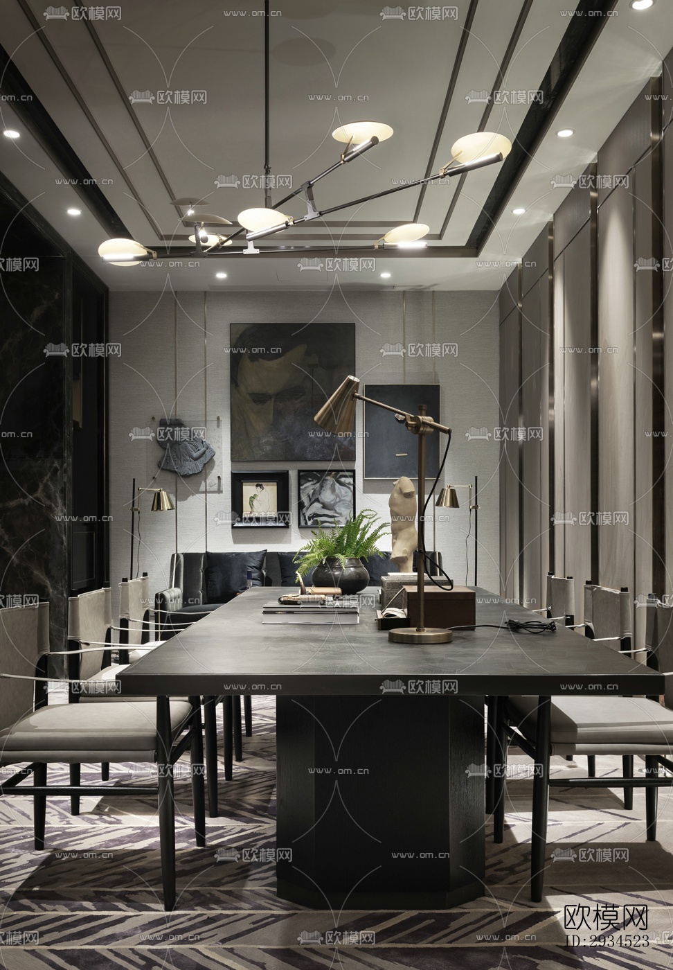 新中式平层效果图下载（渲染图1）