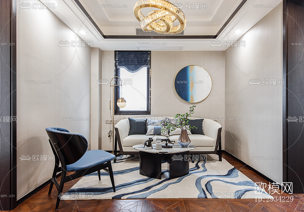 新中式复式效果图下载（渲染图5）