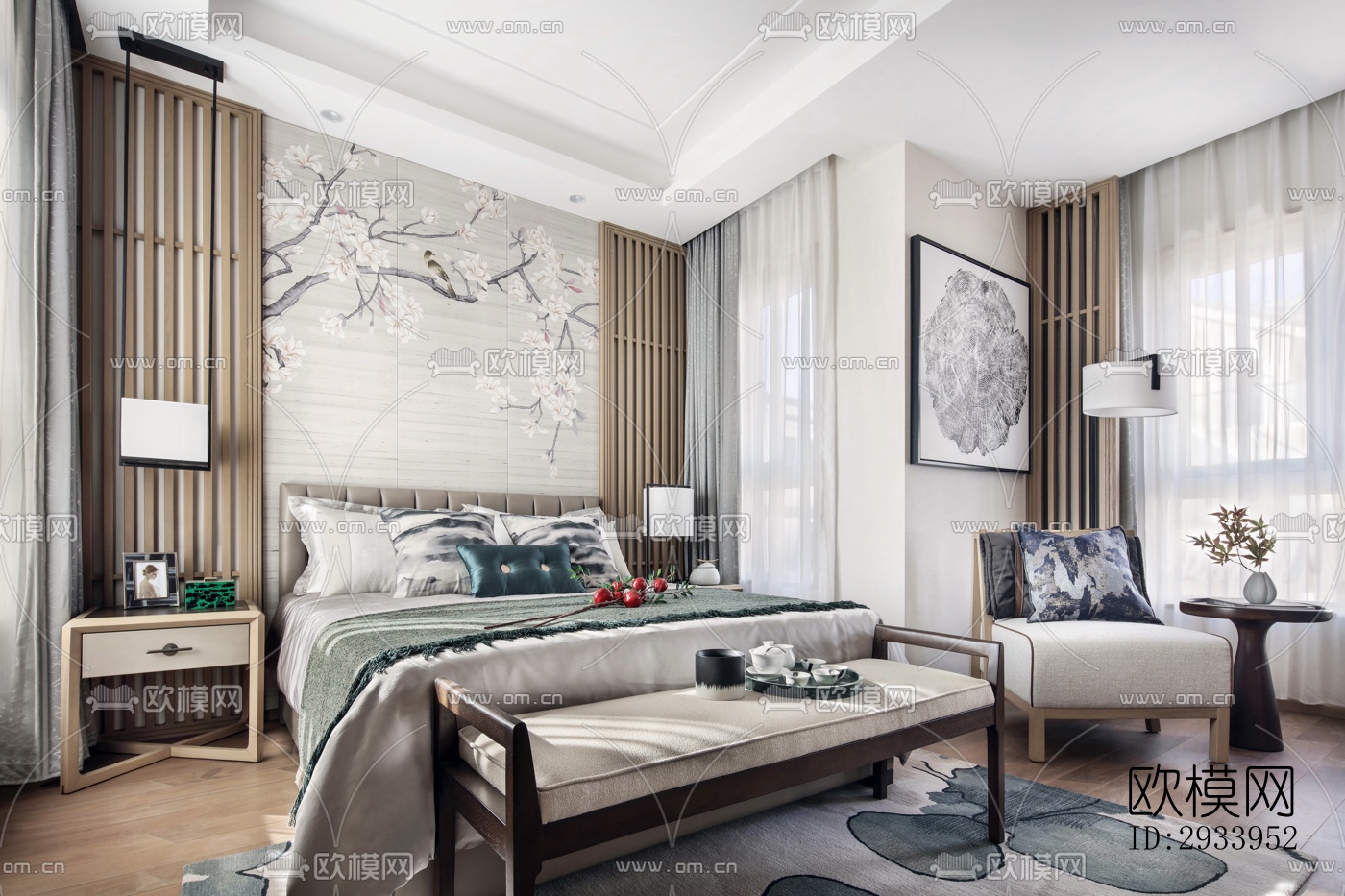 新中式别墅效果图下载（渲染图6）