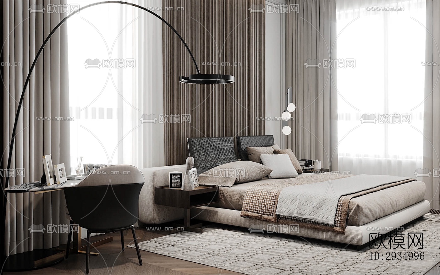 现代平层效果图下载（渲染图12）