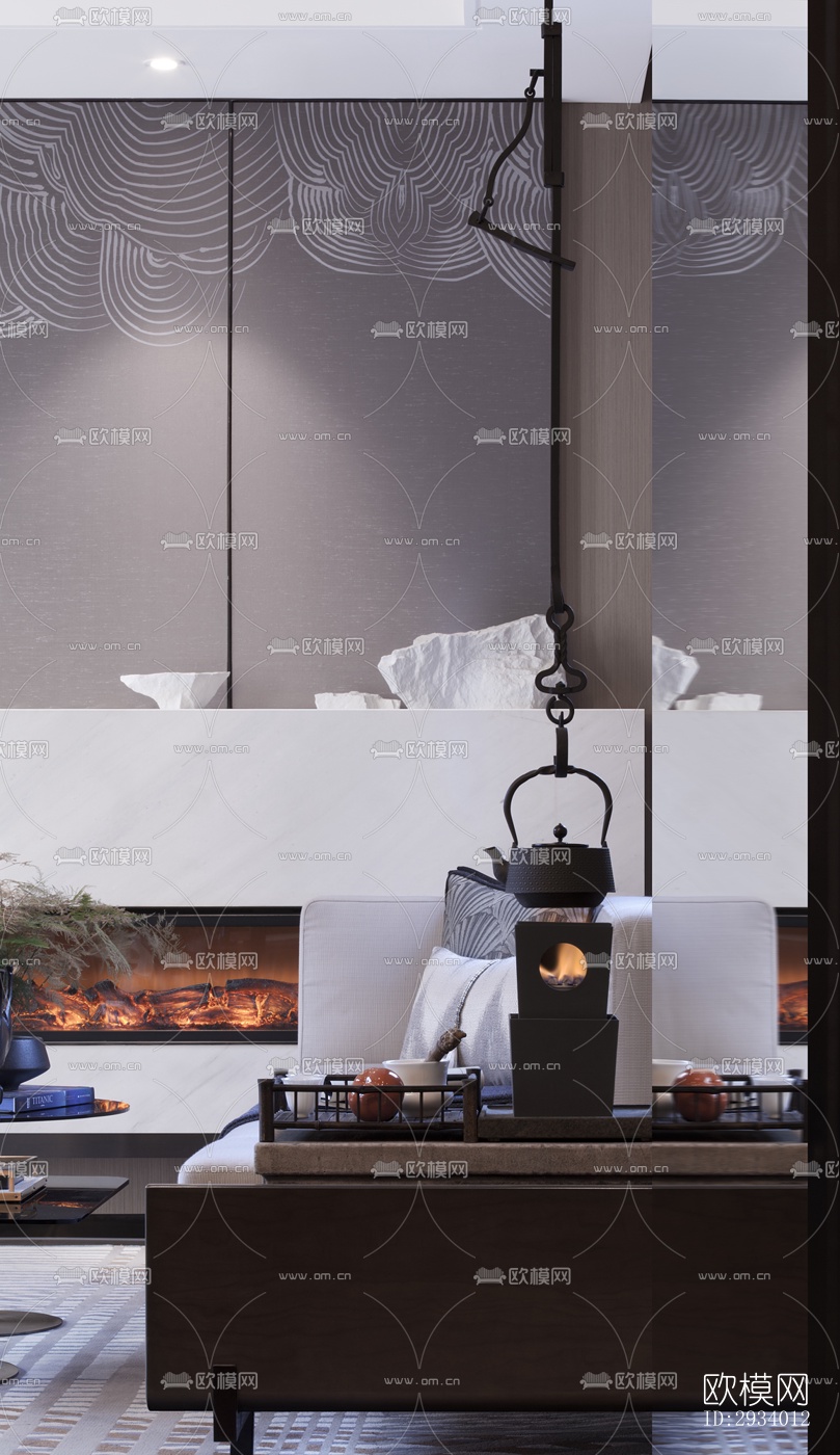 新中式别墅效果图下载（渲染图9）