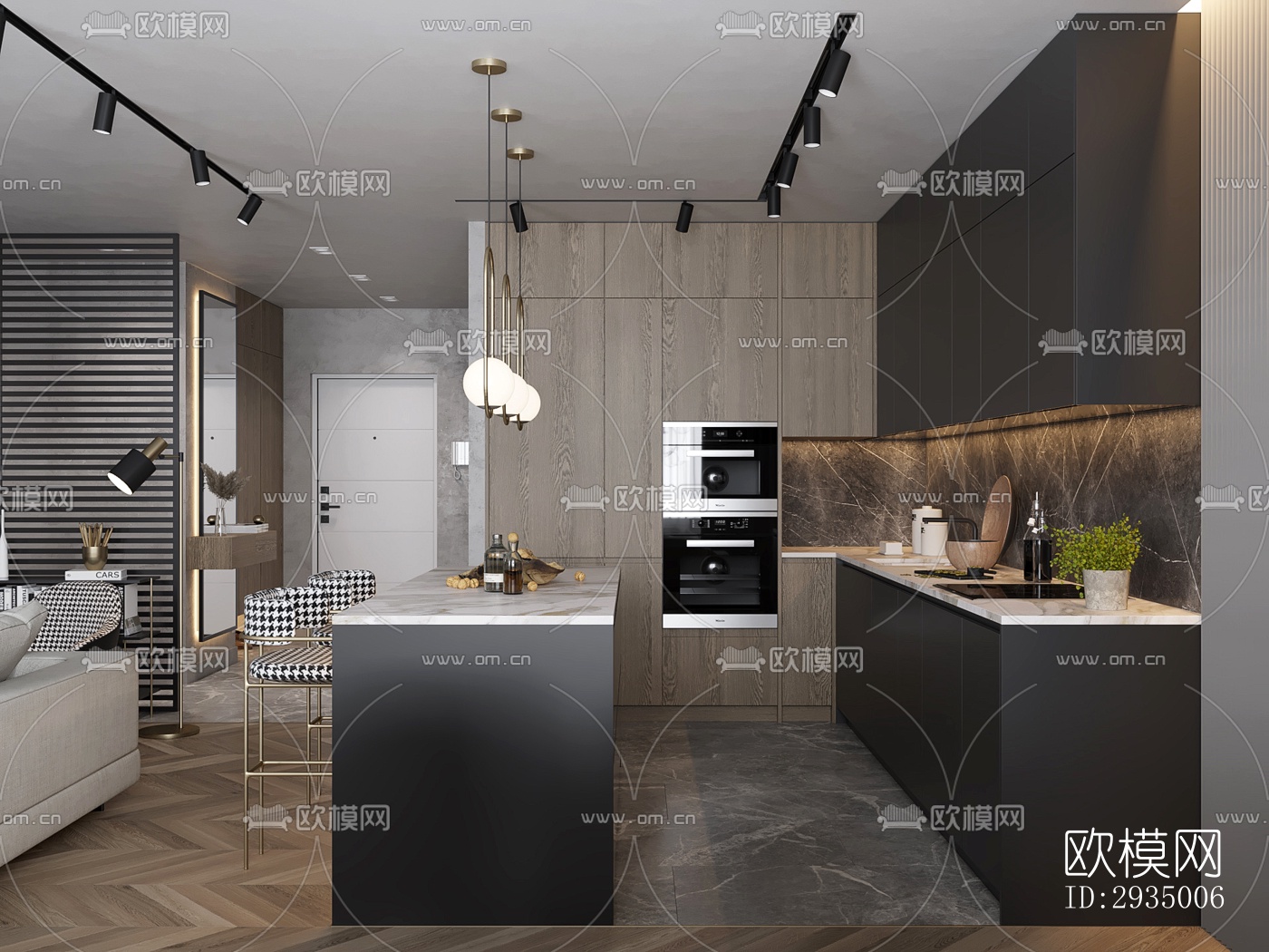 现代平层效果图下载（渲染图17）