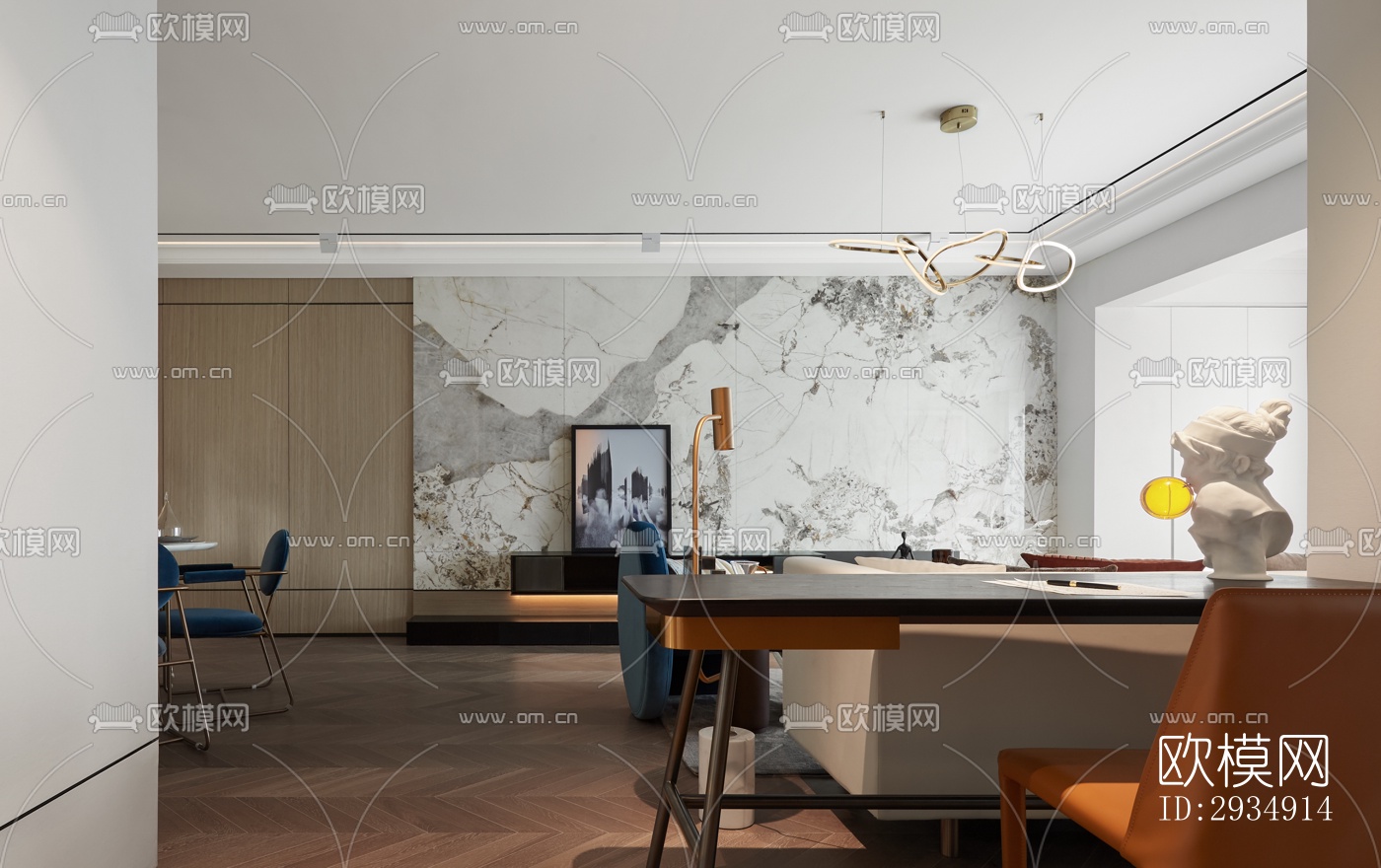 现代平层效果图下载（渲染图2）