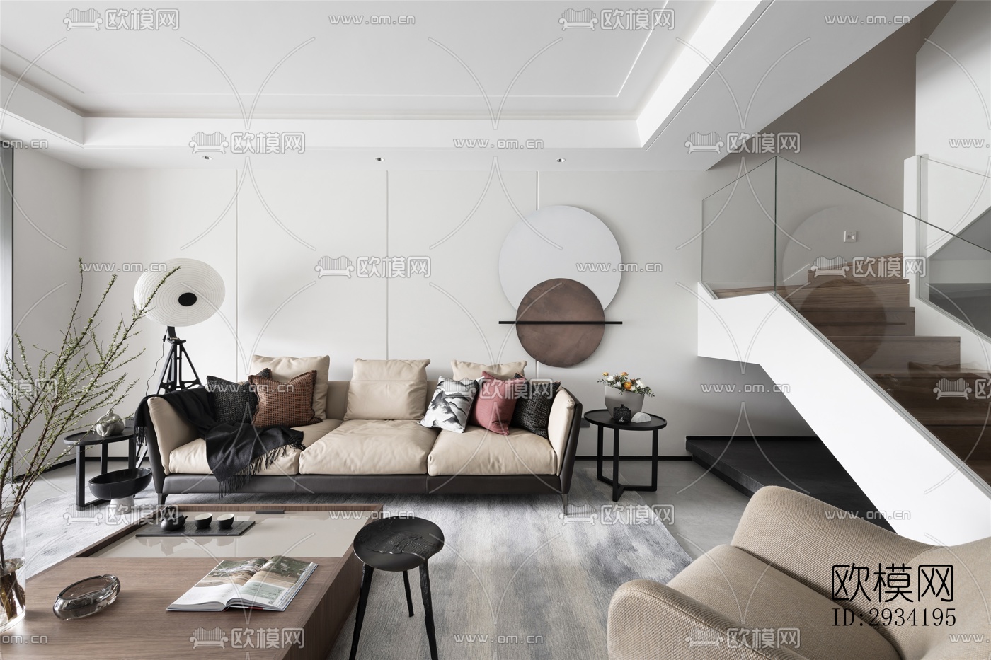 新中式复式效果图下载（渲染图3）