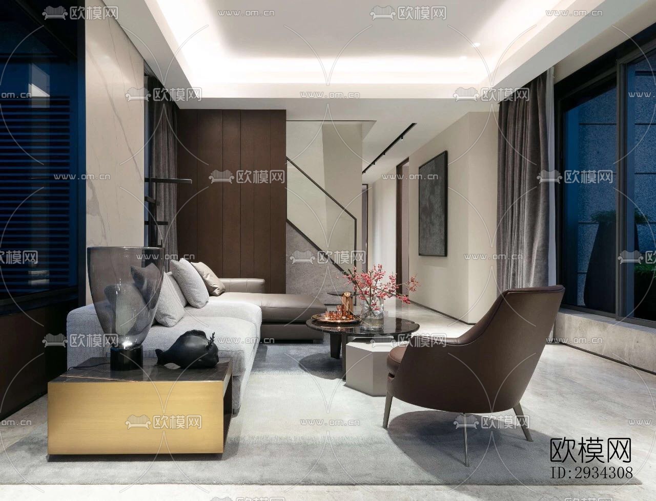 现代复式效果图下载（渲染图19）