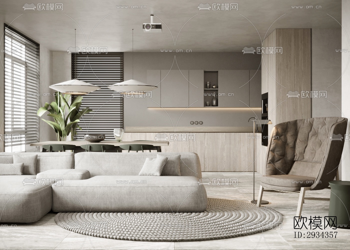 侘寂平层效果图下载（渲染图15）