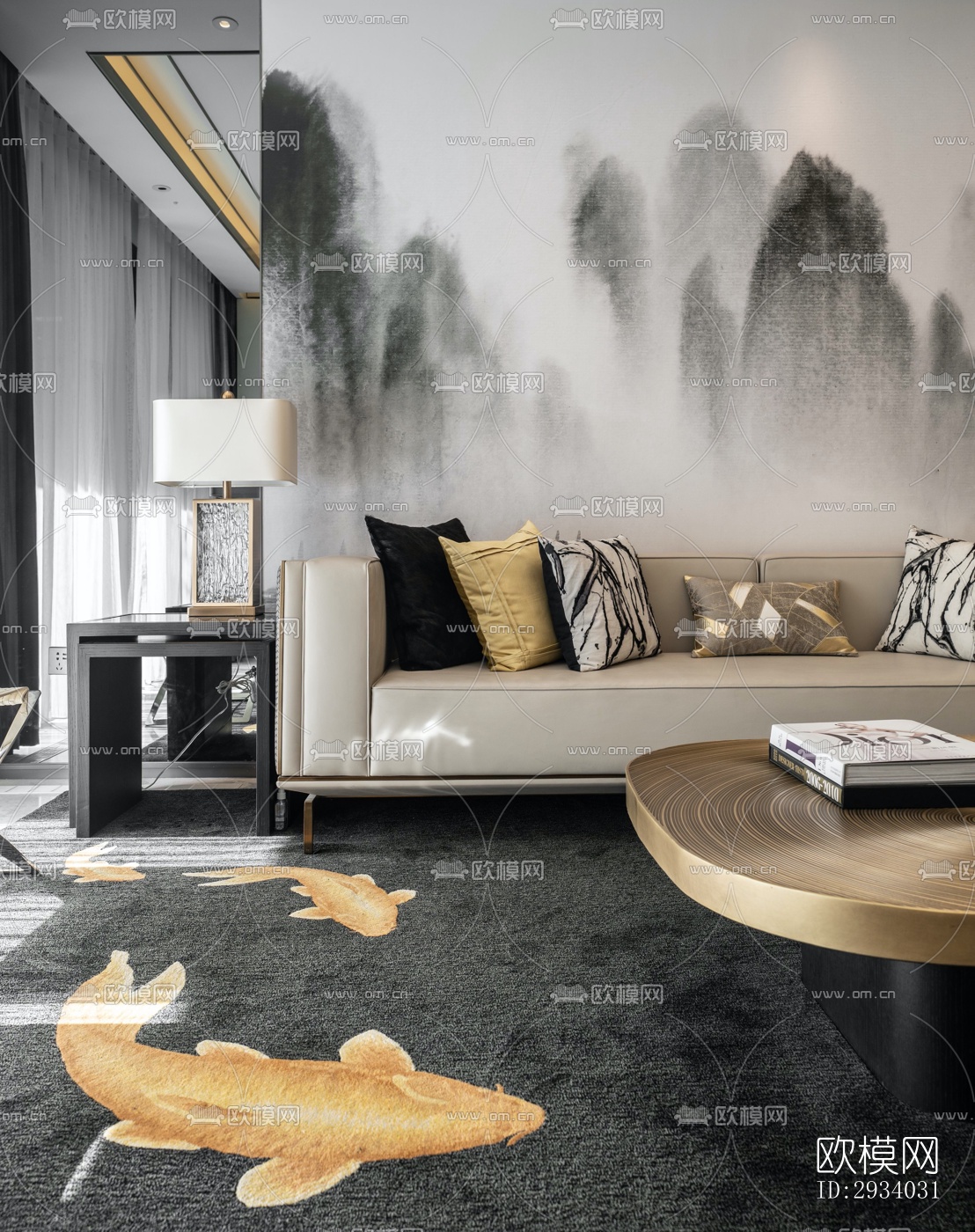 新中式别墅效果图下载（渲染图3）