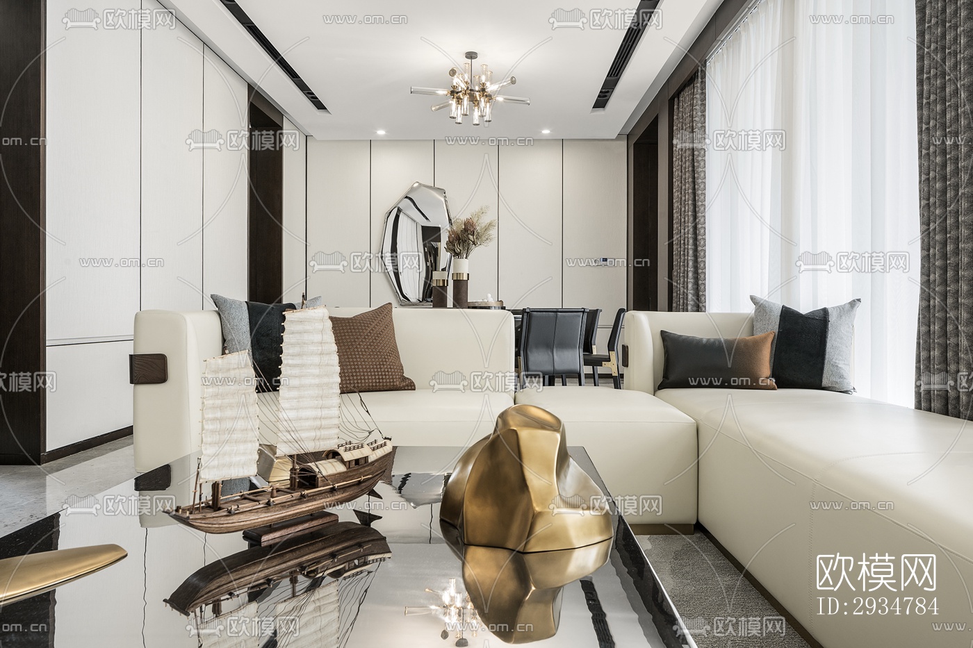 现代平层效果图下载（渲染图12）