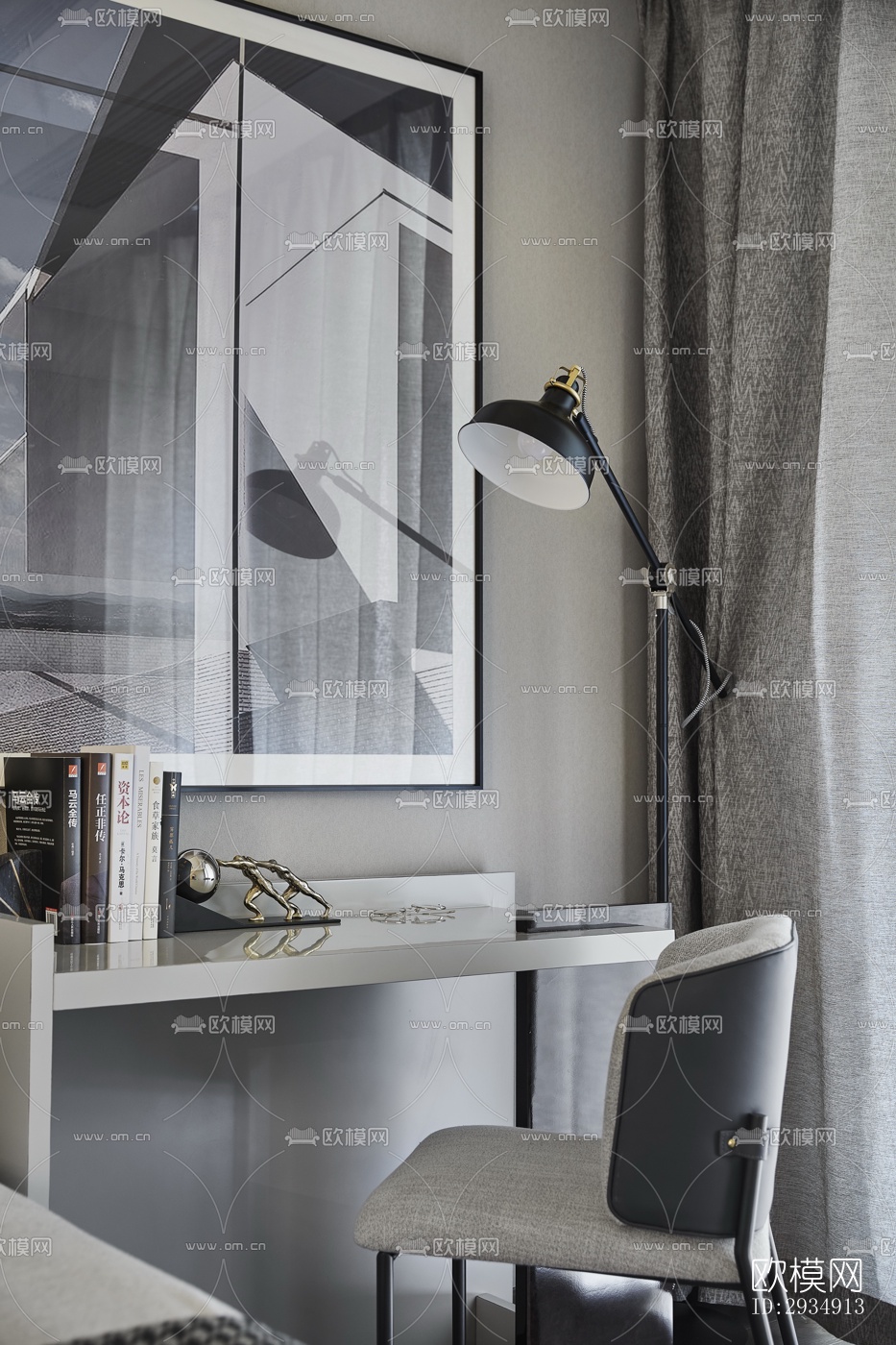 现代平层效果图下载（渲染图10）