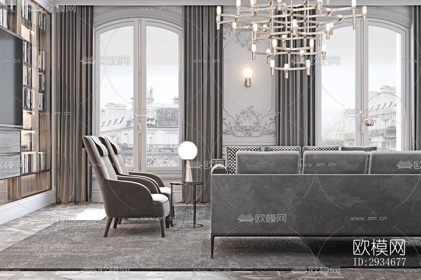 欧式平层效果图下载（渲染图7）