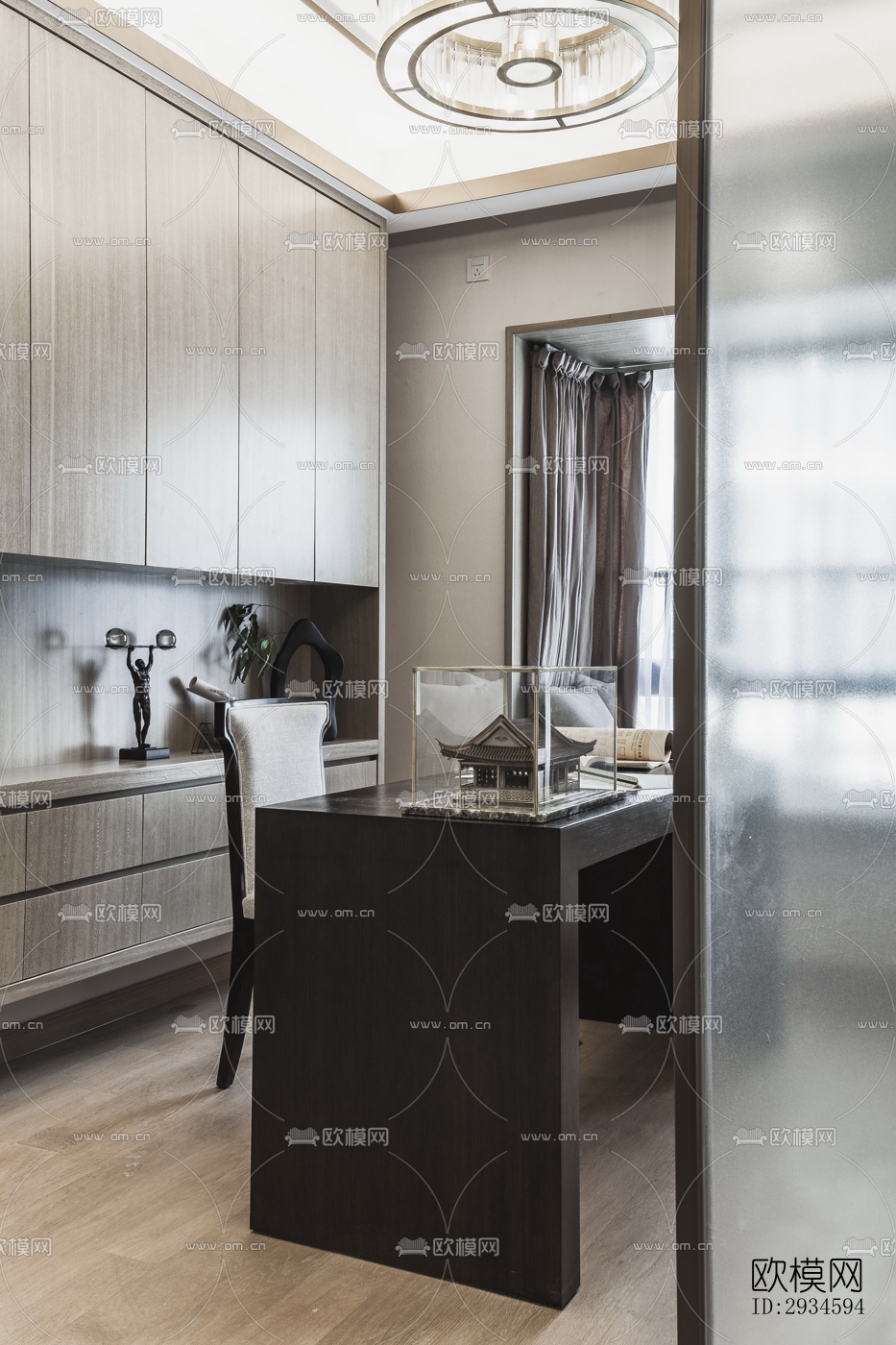 新中式平层效果图下载（渲染图5）