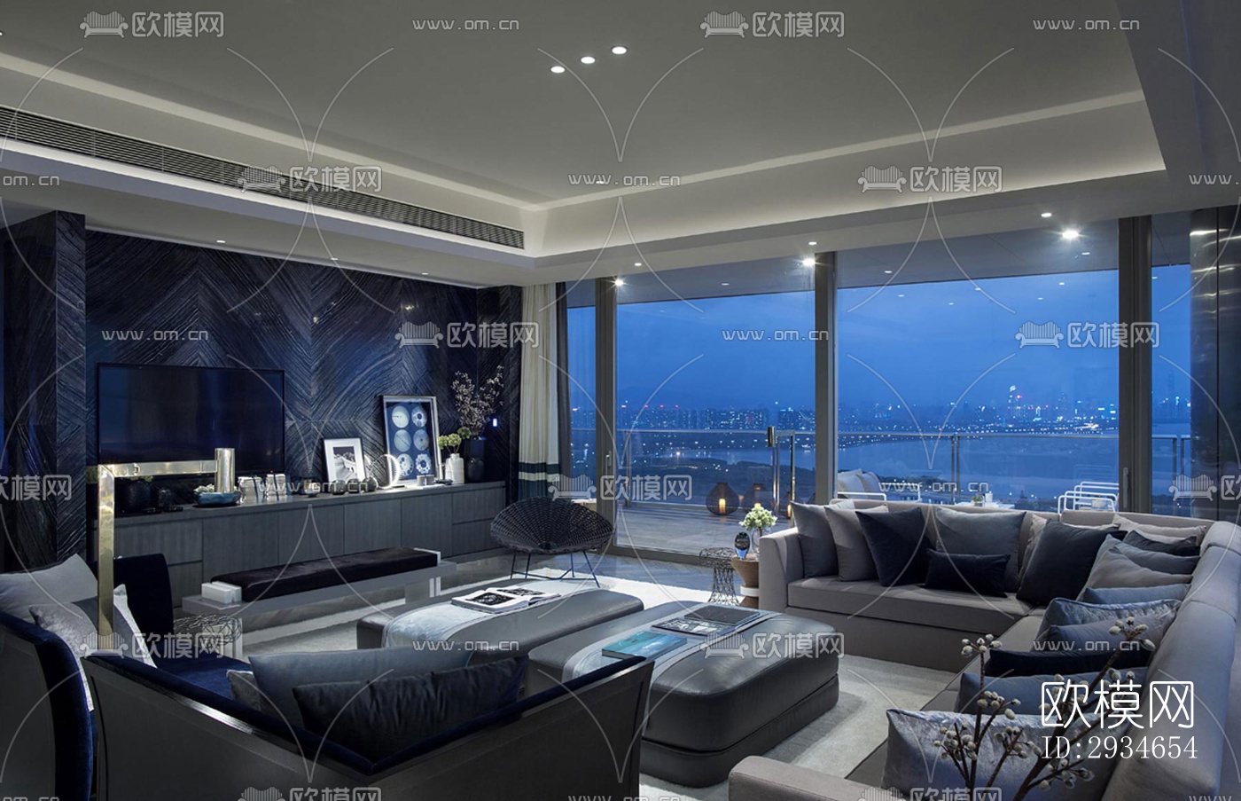 新中式平层效果图下载（渲染图5）