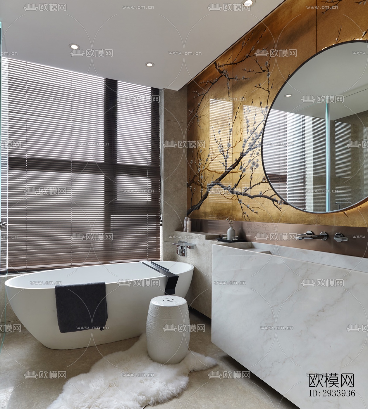 新中式别墅效果图下载（渲染图2）