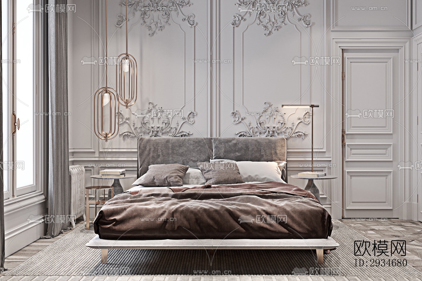 欧式平层效果图下载（渲染图1）