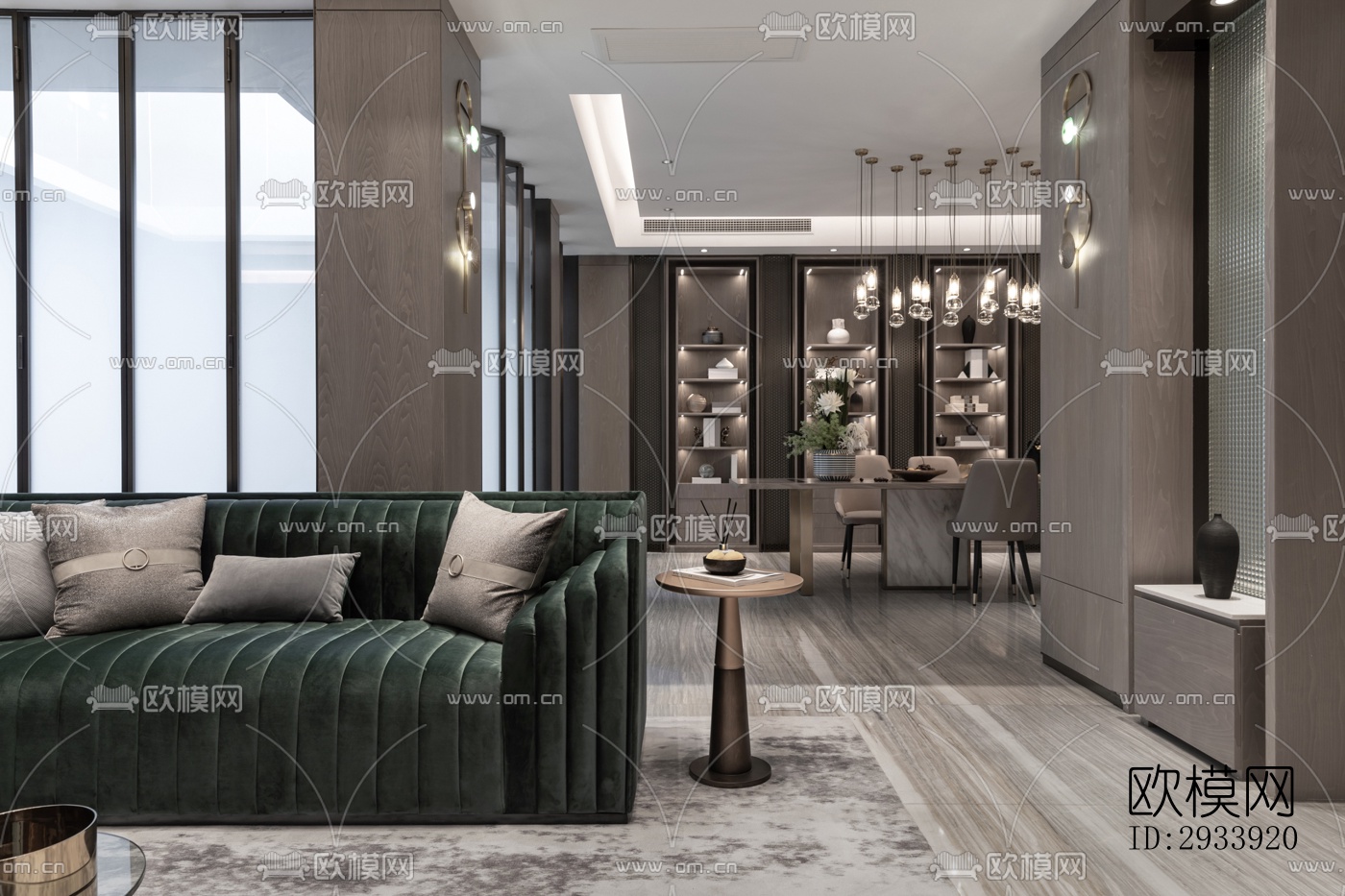 新中式别墅效果图下载（渲染图1）