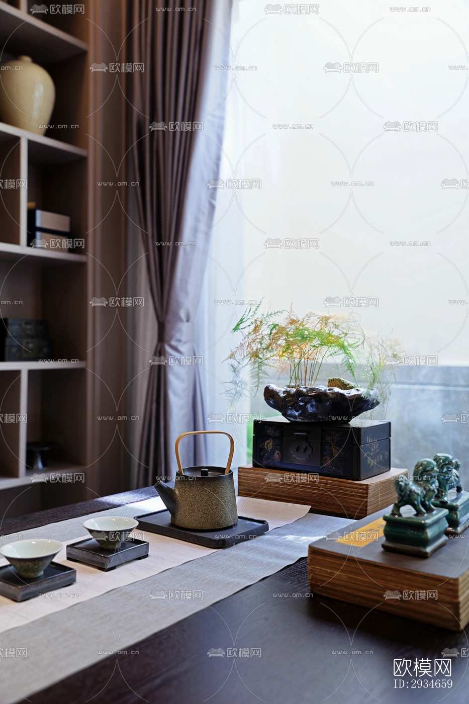 新中式平层效果图下载（渲染图7）