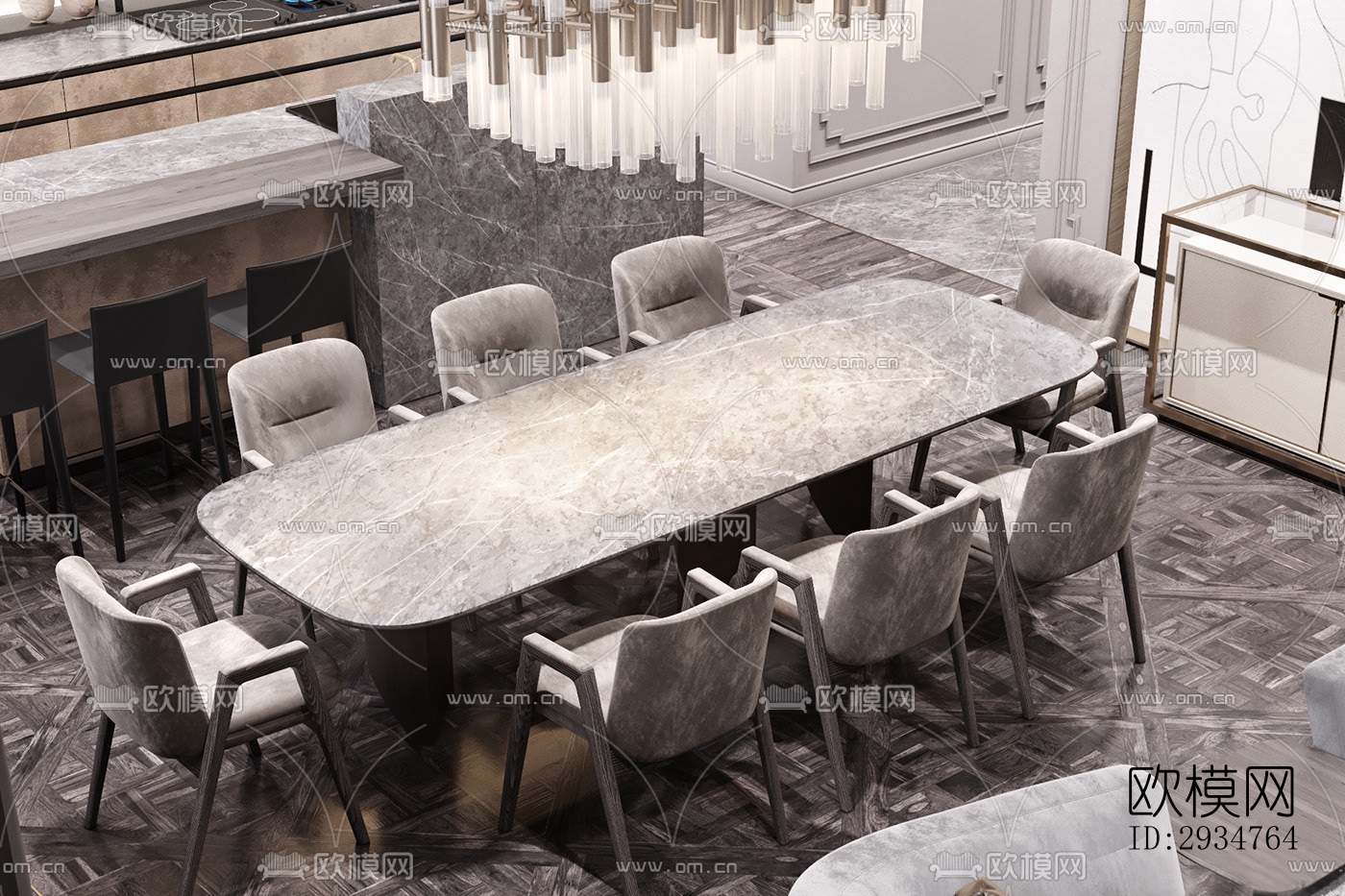 现代平层效果图下载（渲染图3）