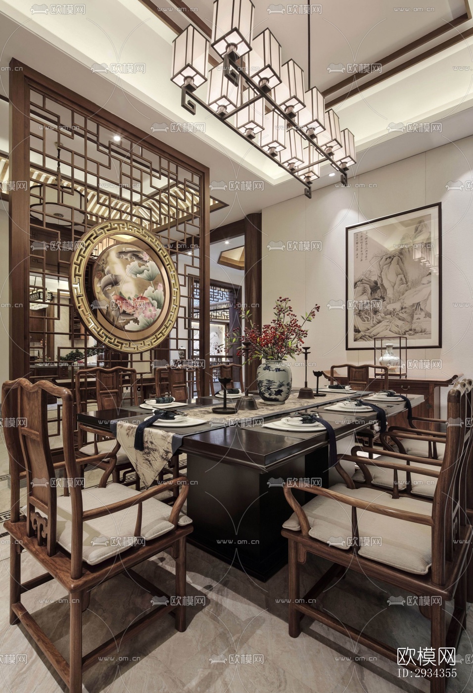 中式平层效果图下载（渲染图9）