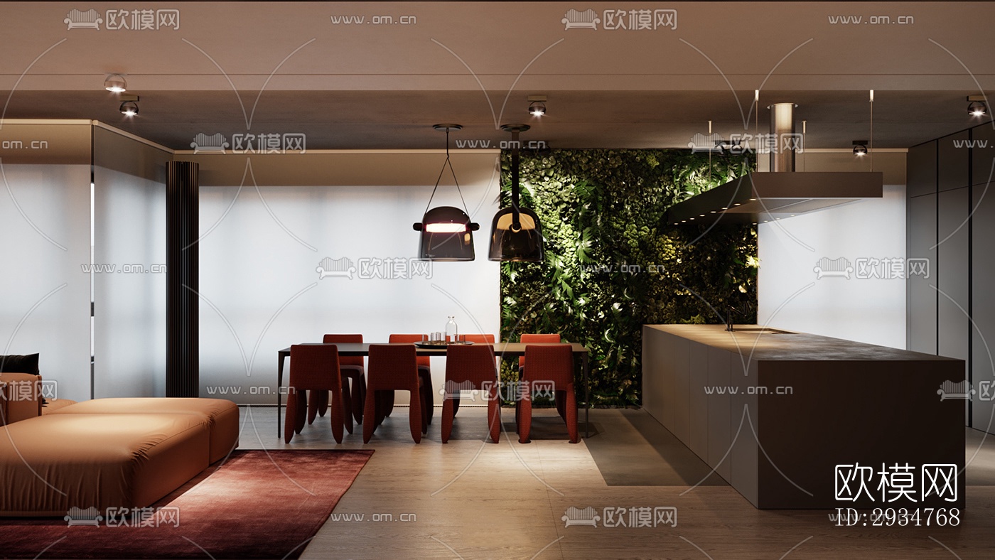 现代平层效果图下载（渲染图13）