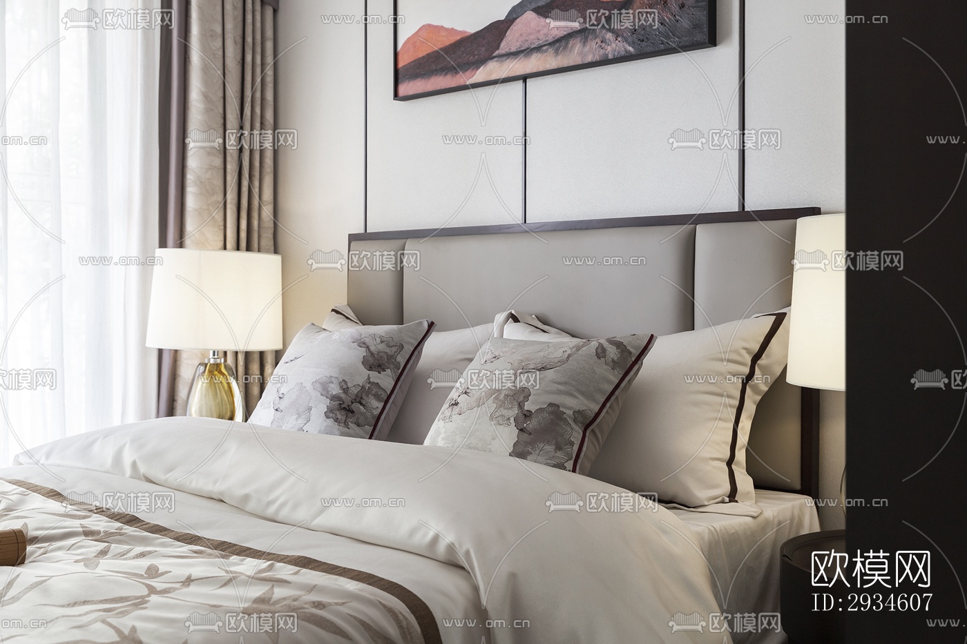 新中式平层效果图下载（渲染图15）