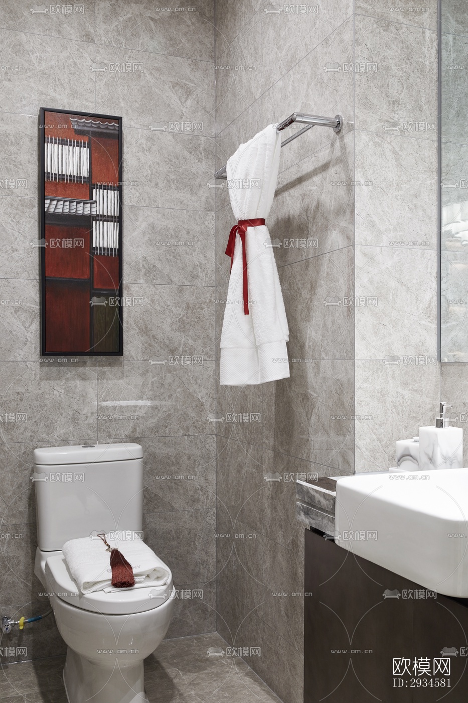 新中式平层效果图下载（渲染图4）