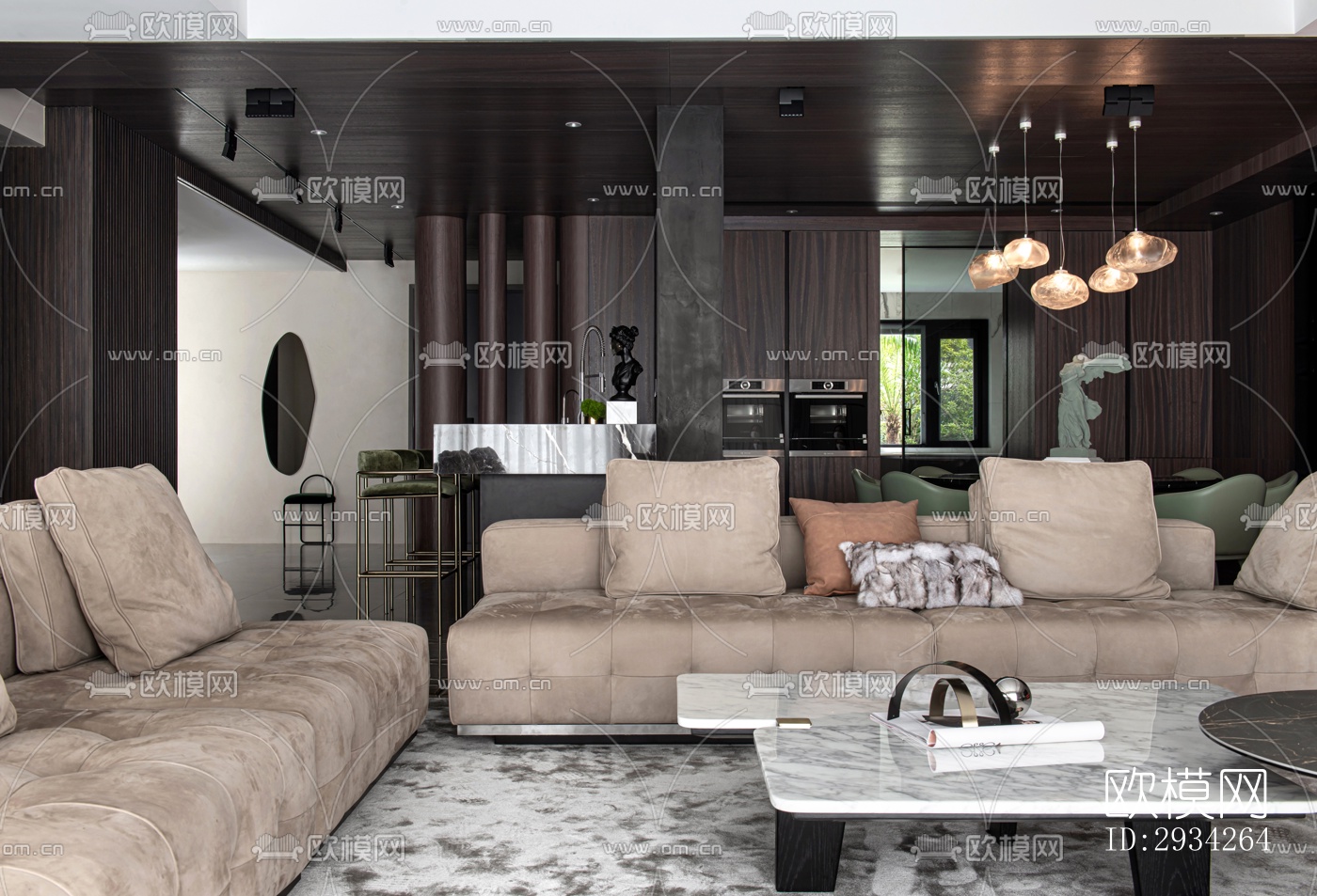 现代复式效果图下载（渲染图18）