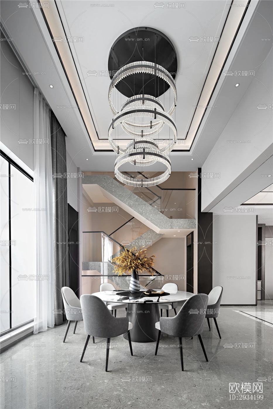 新中式复式效果图下载（渲染图4）