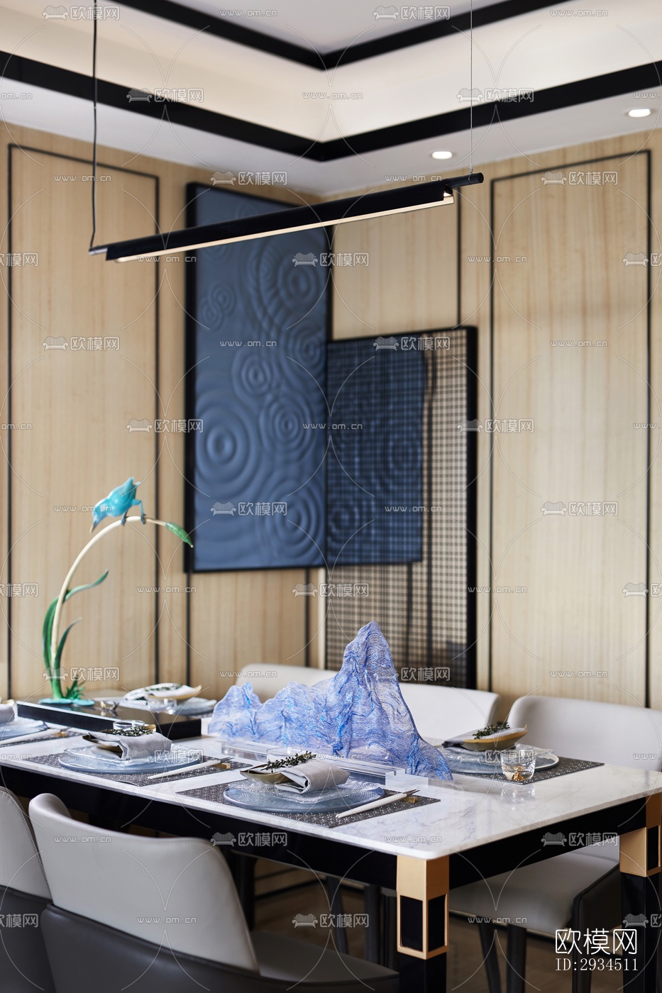 新中式平层效果图下载（渲染图20）