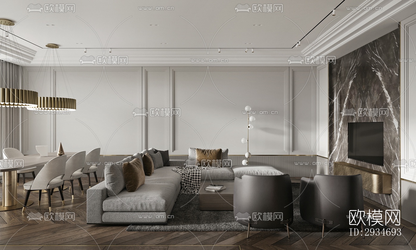 现代平层效果图下载（渲染图15）