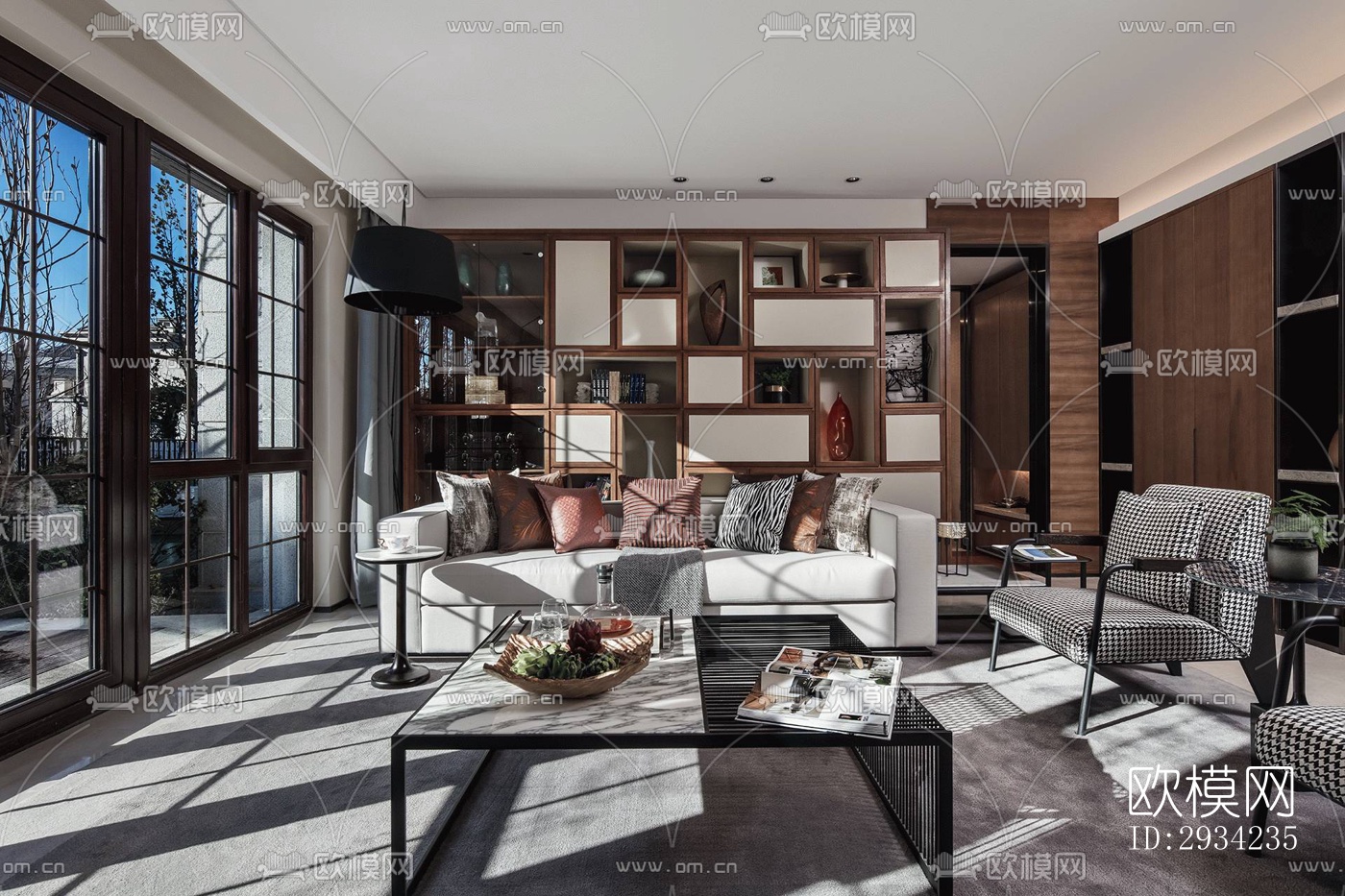 新中式复式效果图下载（渲染图12）