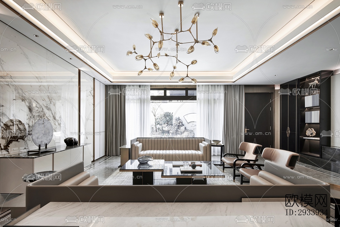 新中式别墅效果图下载（渲染图7）