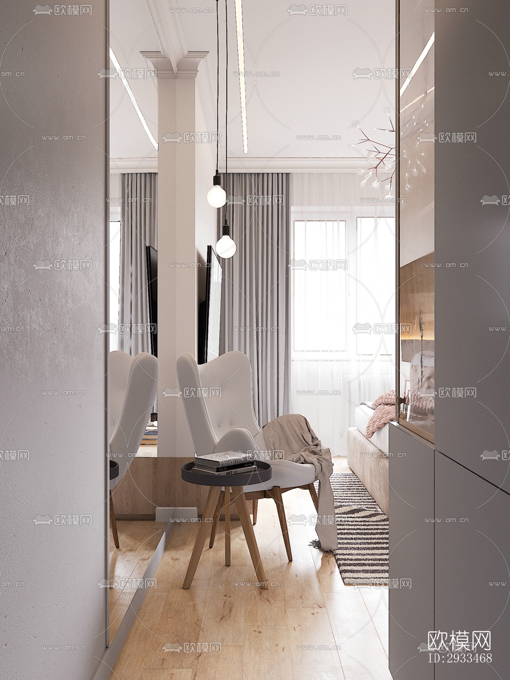 北欧公寓效果图下载（渲染图1）