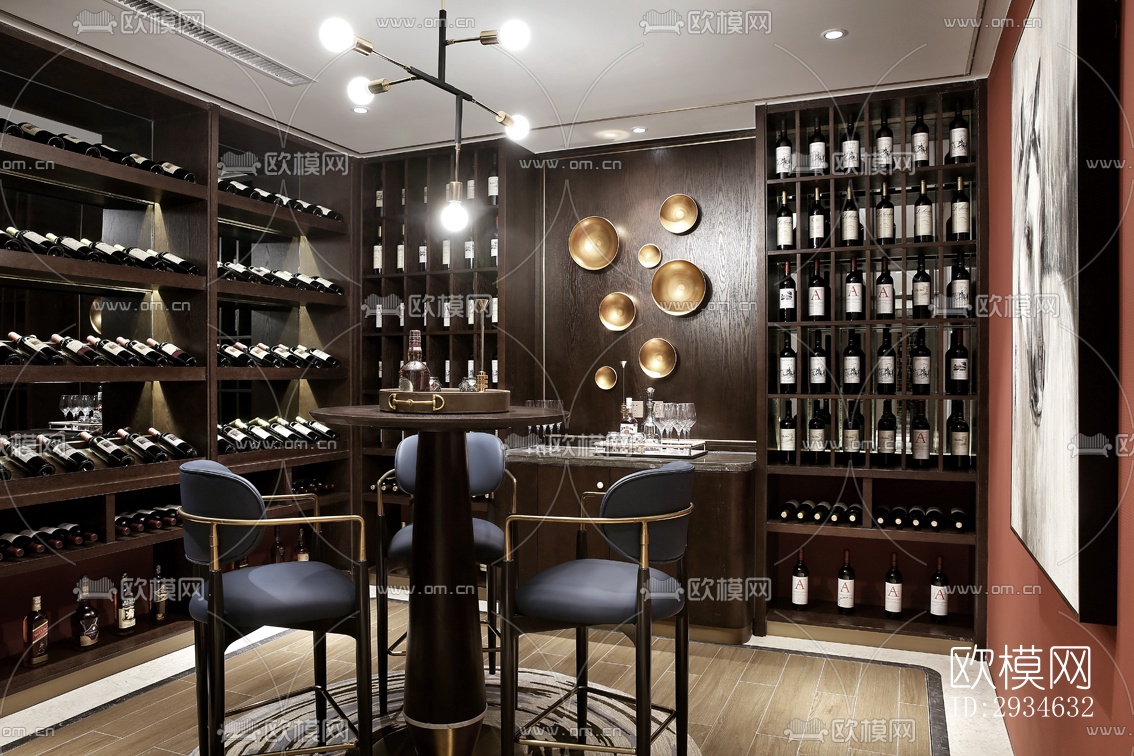 新中式平层效果图下载（渲染图2）