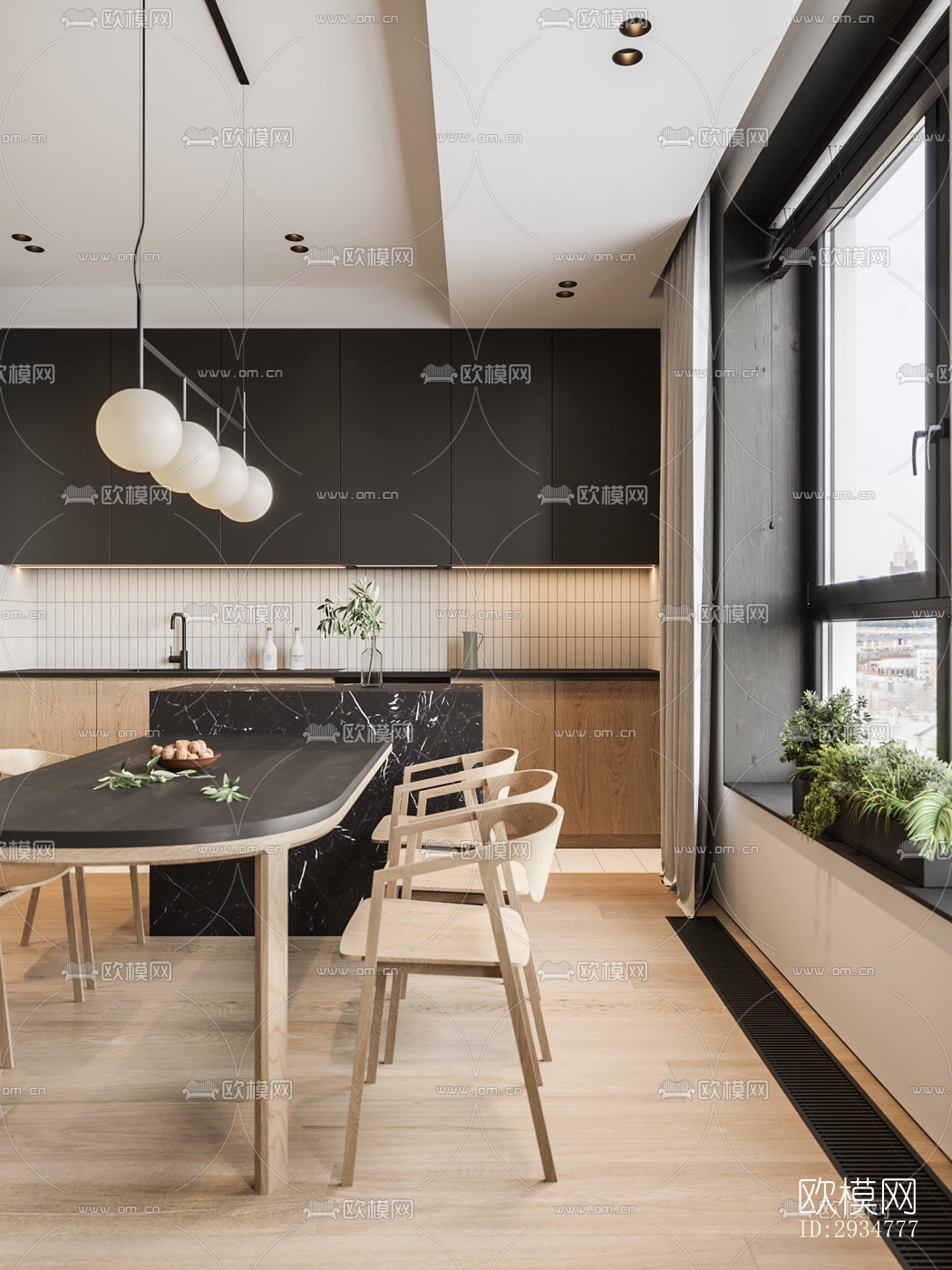 现代平层效果图下载（渲染图14）