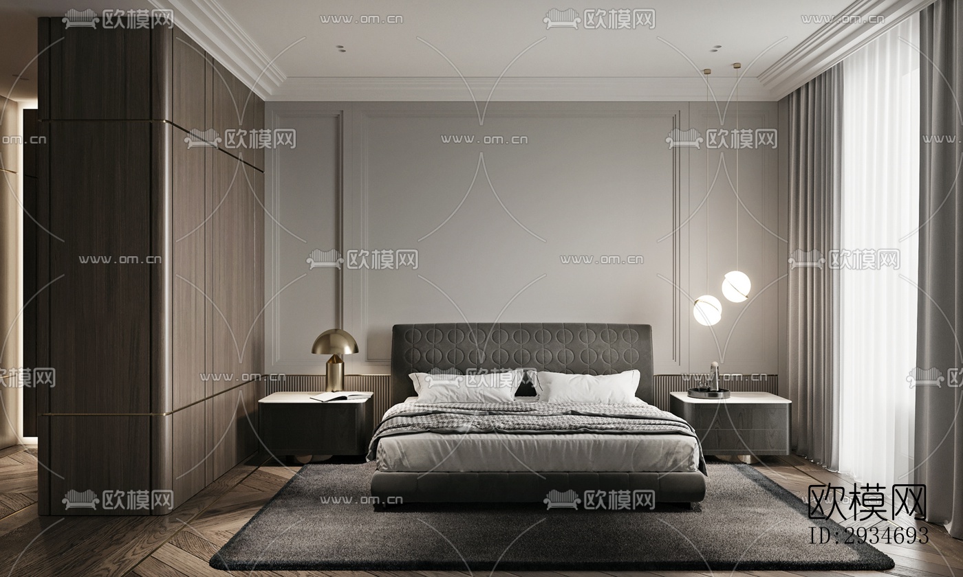 现代平层效果图下载（渲染图9）