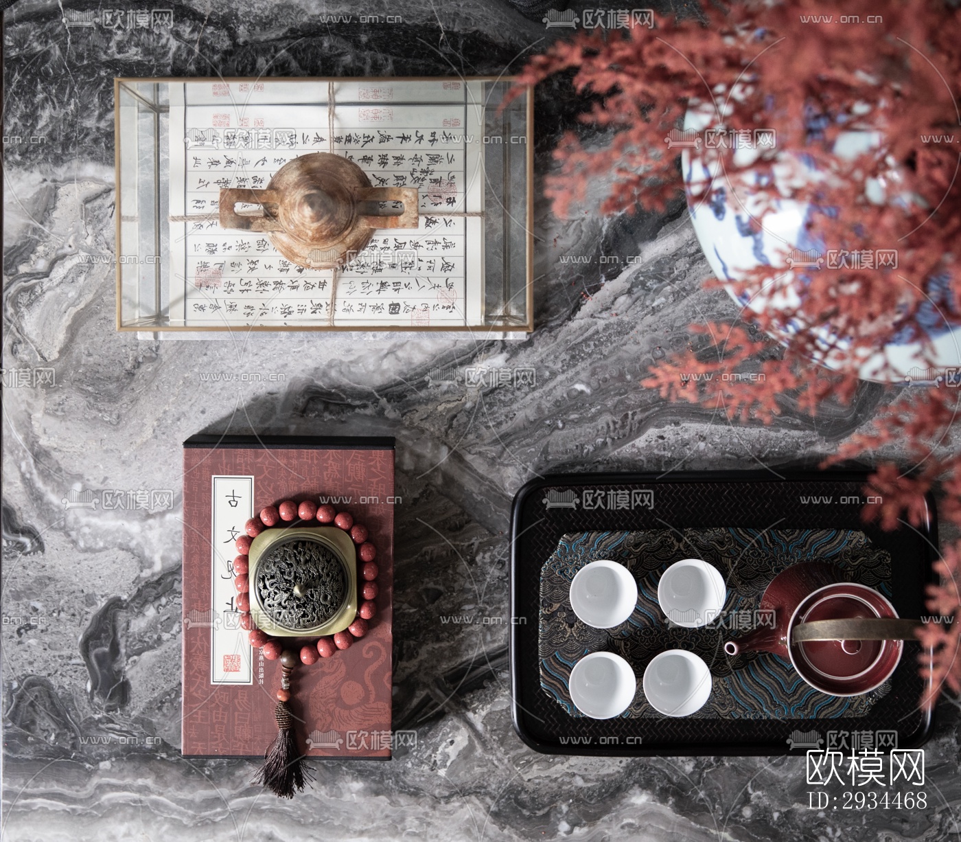 新中式平层效果图下载（渲染图17）