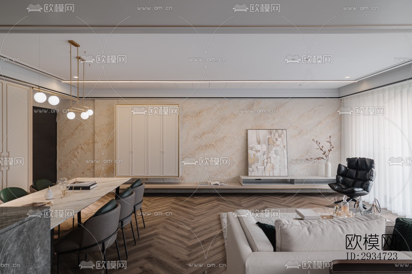 现代平层效果图下载（渲染图19）