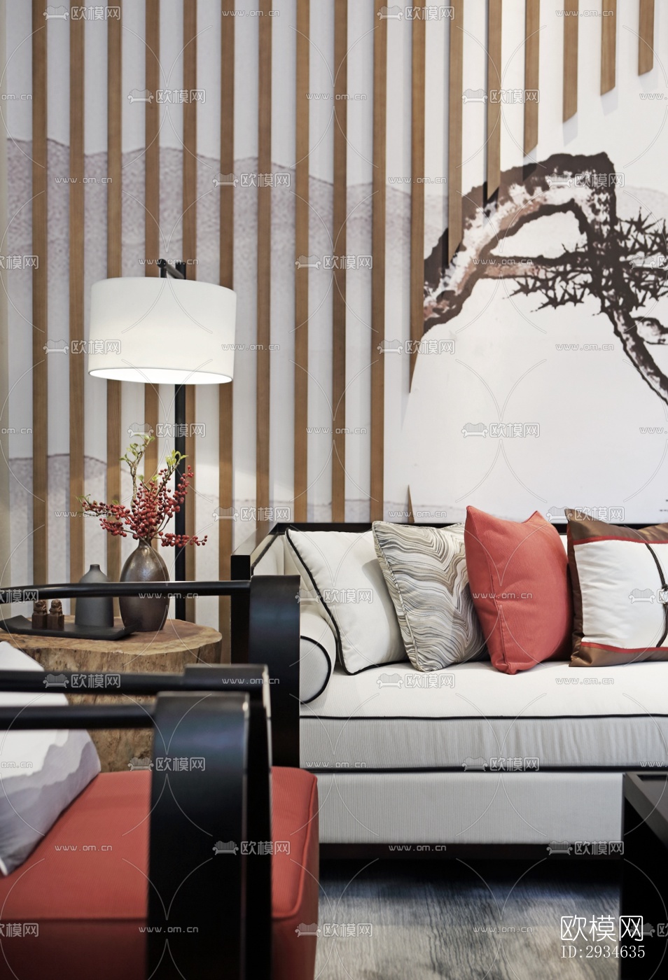 新中式平层效果图下载（渲染图5）