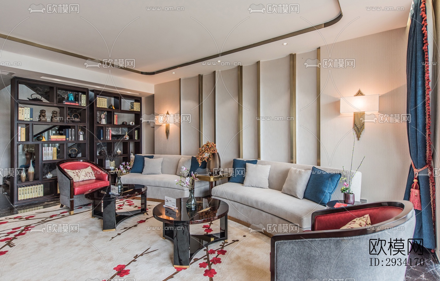 中式复式效果图下载（渲染图3）