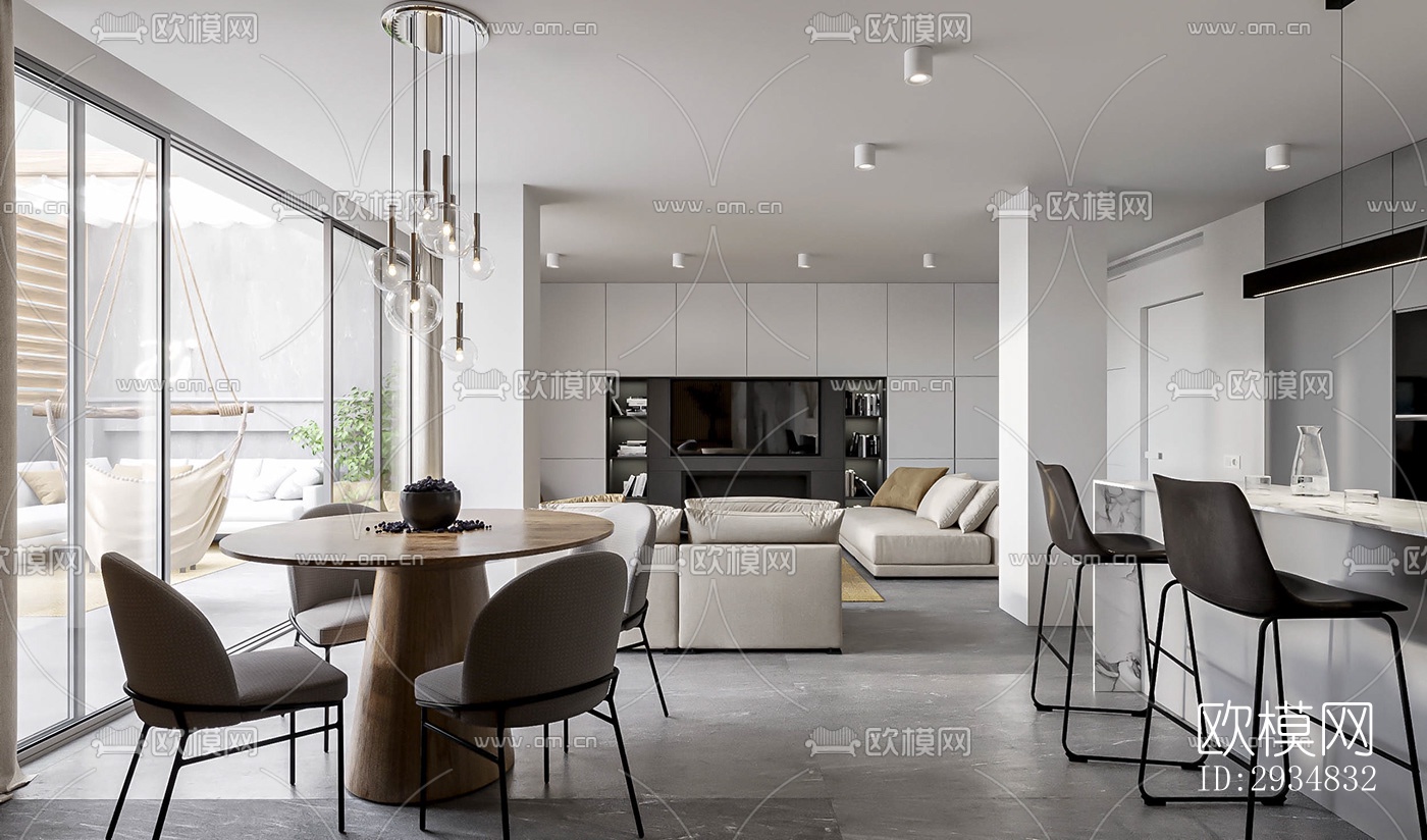 现代平层效果图下载（渲染图14）